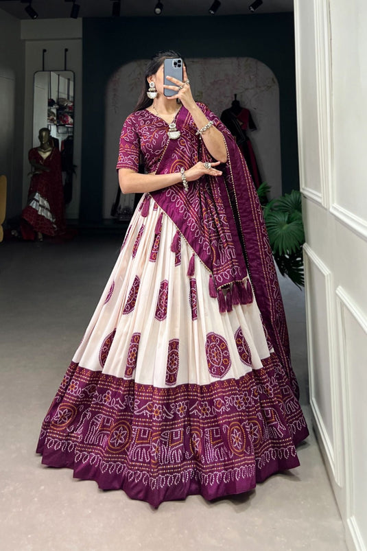 Bandhej Print Silk Lehenga Choli