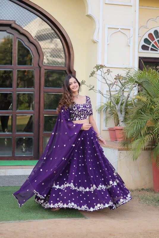 Designer Faux Blooming Lehenga Choli With Dupatta Set