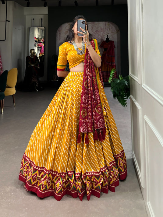 Indian Traditional Lehenga Choli Wear With Print Patola Lehenga Choli