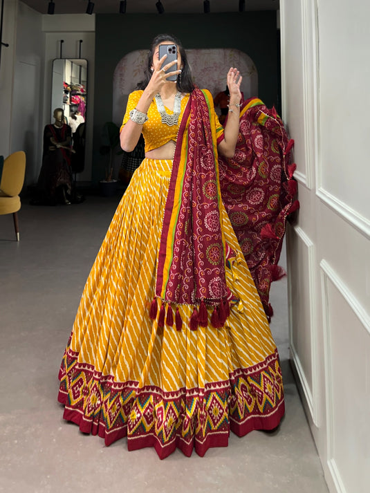 Indian Traditional Lehenga Choli Wear With Print Patola Lehenga Choli