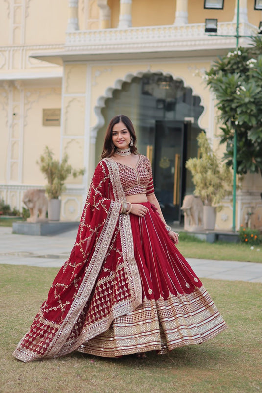 Designer Red Lehenga Choli for  Navratri Season and Wedding Dola Silk Navratri Lehenga choli