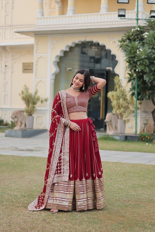 Designer Red Lehenga Choli for  Navratri Season and Wedding Dola Silk Navratri Lehenga choli