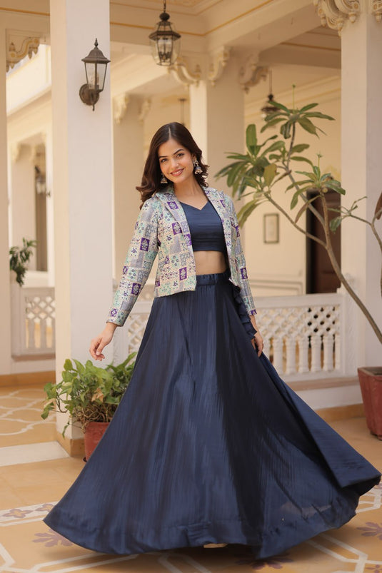 Indian Traditional Wear Beautiful Lehenga With Pretty Koty Festival Lehenga